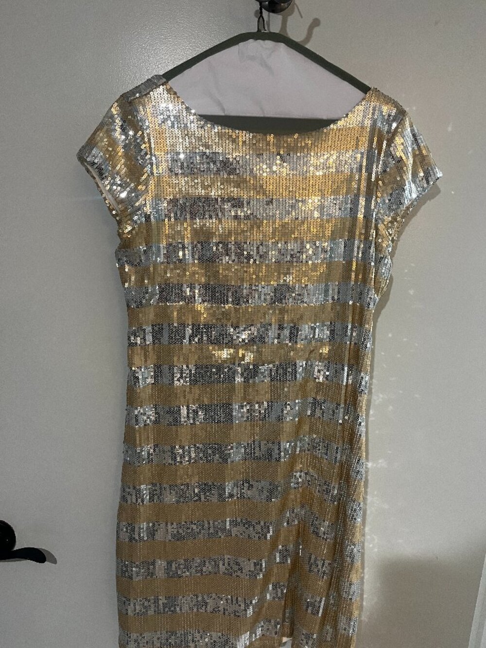 WHBM New Years Eve sparkly silver and gold dress size M Party sequins celebrate